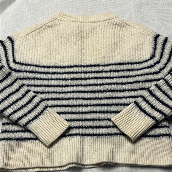 Wilfred Cream and‎ Navy Striped Crew Wool Neck Sweater - Picture 7 of 7